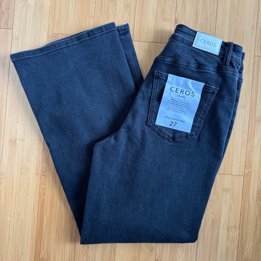 Piper and Scoot The Jack Wide Leg Distressed Jeans in Black. NWT! Size: 27 - Picture 9 of 10